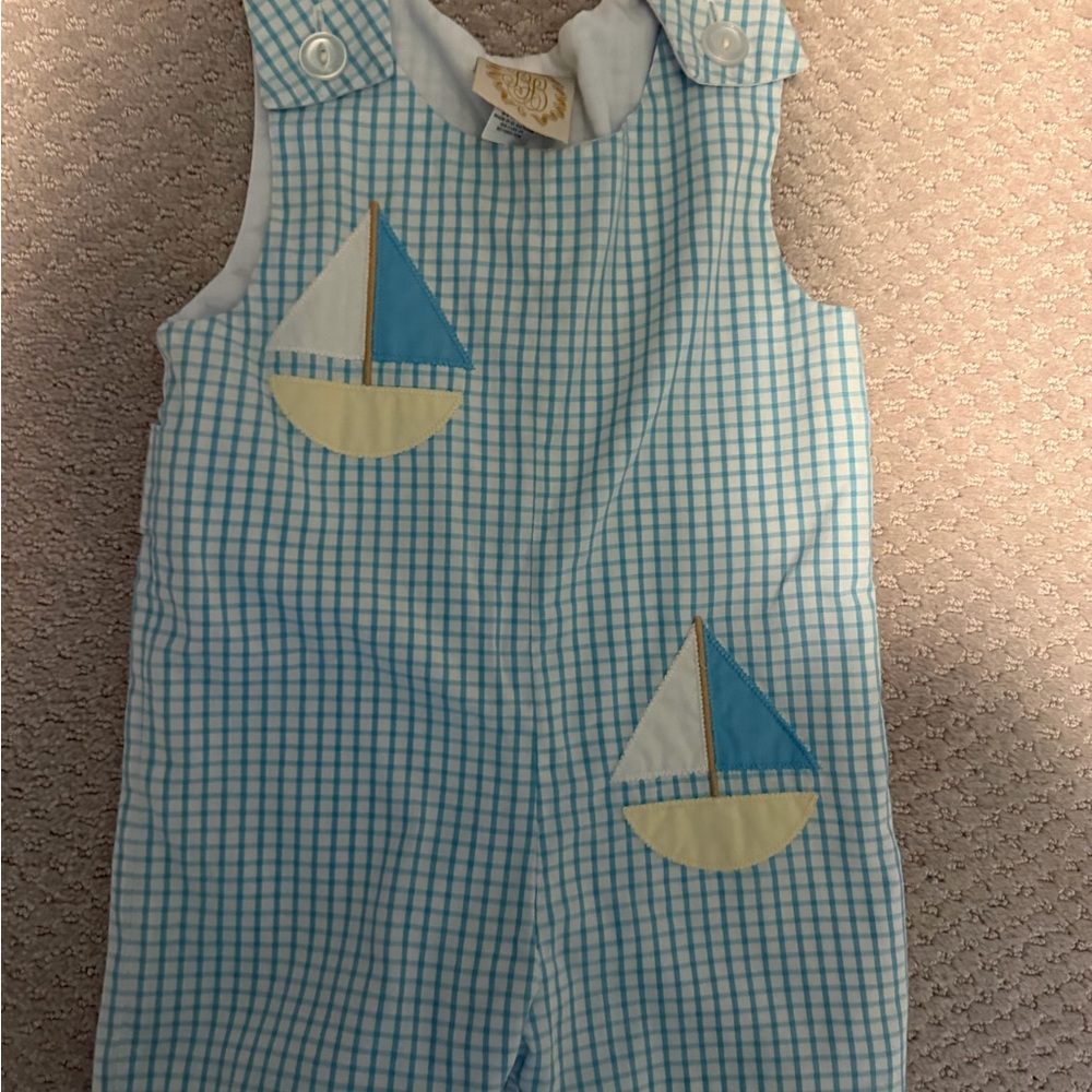 The Beaufort Bonnet Company Blue Check Sailboat One-Piece